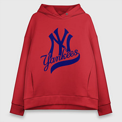 Толстовка оверсайз женская NY - Yankees, цвет: красный