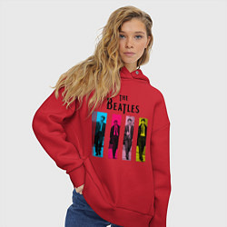 Толстовка оверсайз женская Walking Beatles, цвет: красный — фото 2