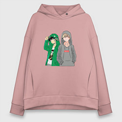 Толстовка оверсайз женская Моя геройская академия, цвет: пыльно-розовый