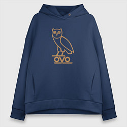 Толстовка оверсайз женская OVO Owl, цвет: тёмно-синий