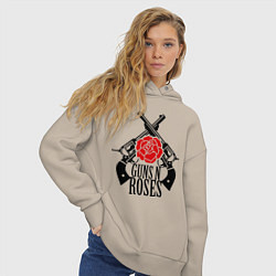 Толстовка оверсайз женская Guns n Roses: guns, цвет: миндальный — фото 2