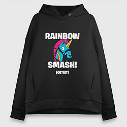 Толстовка оверсайз женская Rainbow Smash, цвет: черный