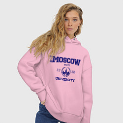 Толстовка оверсайз женская MGU Moscow University цвета светло-розовый — фото 2