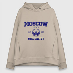 Толстовка оверсайз женская MGU Moscow University, цвет: миндальный