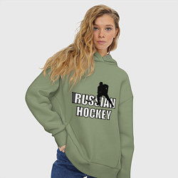 Толстовка оверсайз женская Russian hockey, цвет: авокадо — фото 2
