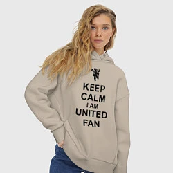 Толстовка оверсайз женская Keep Calm & United fan, цвет: миндальный — фото 2