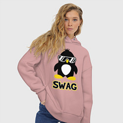 Толстовка оверсайз женская SWAG Penguin, цвет: пыльно-розовый — фото 2
