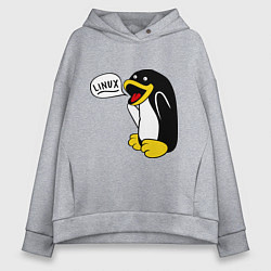 Женское худи оверсайз Пингвин: Linux