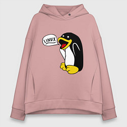 Женское худи оверсайз Пингвин: Linux