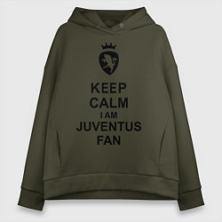 Толстовка оверсайз женская Keep Calm & Juventus fan, цвет: хаки
