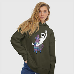 Толстовка оверсайз женская Marshmello x Llama, цвет: хаки — фото 2