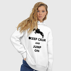 Толстовка оверсайз женская Keep Calm & Jump On цвета белый — фото 2