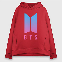 Толстовка оверсайз женская BTS: Neon V, цвет: красный