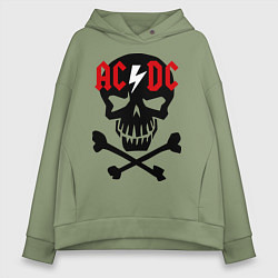 Толстовка оверсайз женская AC/DC Skull, цвет: авокадо