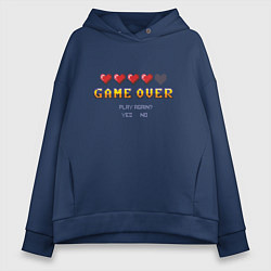Толстовка оверсайз женская Game over pixels, цвет: тёмно-синий