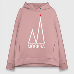 Женское худи оверсайз Москва-белый логотип-2