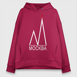 Женское худи оверсайз Москва-белый логотип-2