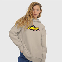 Толстовка оверсайз женская Batman Logo, цвет: миндальный — фото 2