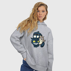Толстовка оверсайз женская Tardis Totoro, цвет: меланж — фото 2
