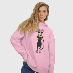 Толстовка оверсайз женская Висящий кот, цвет: светло-розовый — фото 2