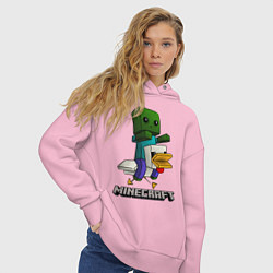Толстовка оверсайз женская MINECRAFT, цвет: светло-розовый — фото 2