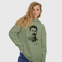 Толстовка оверсайз женская Товарищ Сталин, цвет: авокадо — фото 2