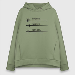 Толстовка оверсайз женская Виды оружия для фехтования, цвет: авокадо