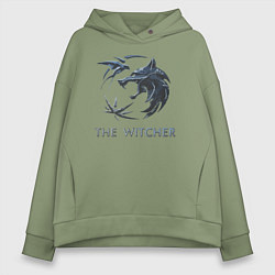 Толстовка оверсайз женская Ведьмак Белый волк Геральт, цвет: авокадо