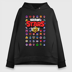 Толстовка оверсайз женская BRAWL STARS, цвет: черный