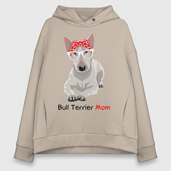 Толстовка оверсайз женская Bull terrier Mom, цвет: миндальный