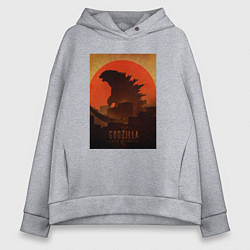 Толстовка оверсайз женская Godzilla and red sun, цвет: меланж