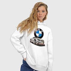 Толстовка оверсайз женская BMW оскал, цвет: белый — фото 2