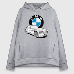 Толстовка оверсайз женская BMW, цвет: меланж