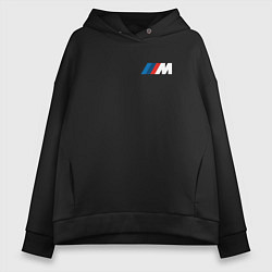 Толстовка оверсайз женская BMW M LOGO 2020, цвет: черный