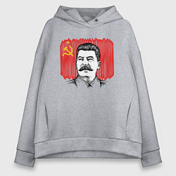Женское худи оверсайз Сталин и флаг СССР