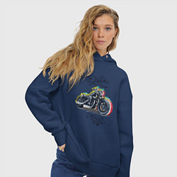 Толстовка оверсайз женская Мотоцикл, цвет: тёмно-синий — фото 2