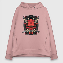 Толстовка оверсайз женская МАСКА РОНИНА, цвет: пыльно-розовый