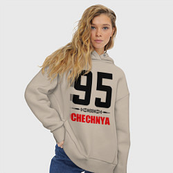 Толстовка оверсайз женская 95 Chechnya, цвет: миндальный — фото 2