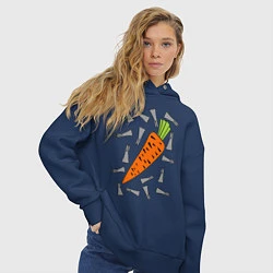 Толстовка оверсайз женская Морковка кролика, цвет: тёмно-синий — фото 2