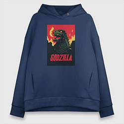 Толстовка оверсайз женская Godzilla, цвет: тёмно-синий
