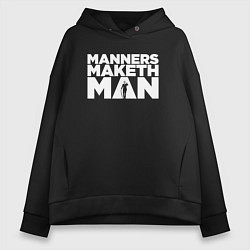 Толстовка оверсайз женская Manners maketh man, цвет: черный