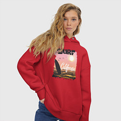 Толстовка оверсайз женская Surf California, цвет: красный — фото 2