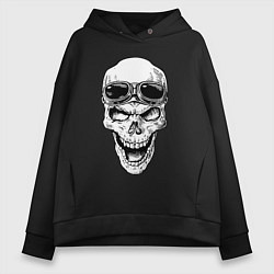 Толстовка оверсайз женская Skull and glasses, цвет: черный