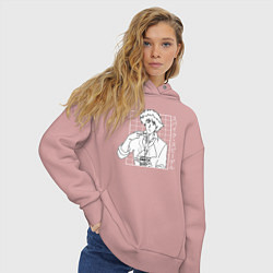 Толстовка оверсайз женская Спайк Шпигель Cowboy Bebop, цвет: пыльно-розовый — фото 2