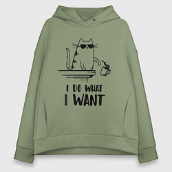 Толстовка оверсайз женская I do what i want, цвет: авокадо