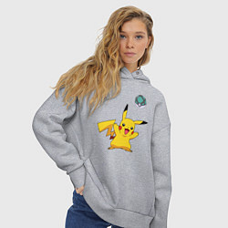Толстовка оверсайз женская Pokemon pikachu 1, цвет: меланж — фото 2