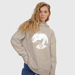 Толстовка оверсайз женская Полнолуние Корги, цвет: миндальный — фото 2