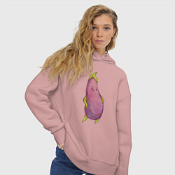 Толстовка оверсайз женская Довольный баклажан, цвет: пыльно-розовый — фото 2