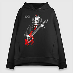 Толстовка оверсайз женская ACDC Angus Young, цвет: черный