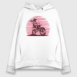 Толстовка оверсайз женская Мотоциклист, цвет: белый